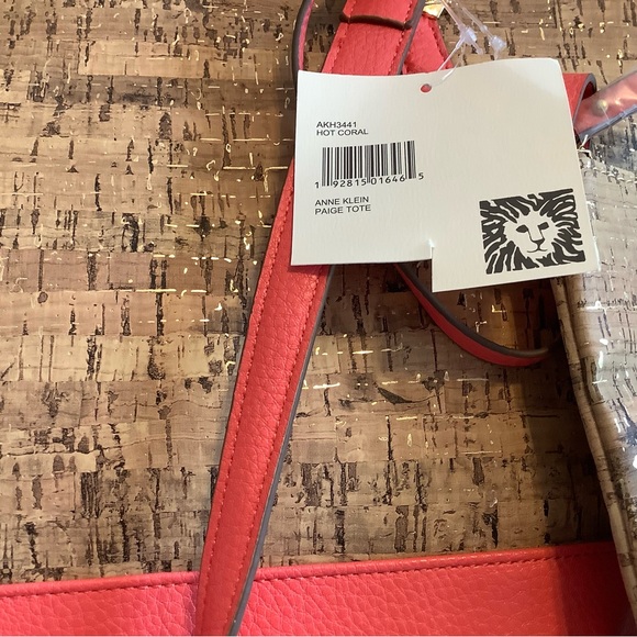 NEW!  Anne Klein, Hot Coral & Cork, Ladies Hand Bag - Picture 10 of 16
